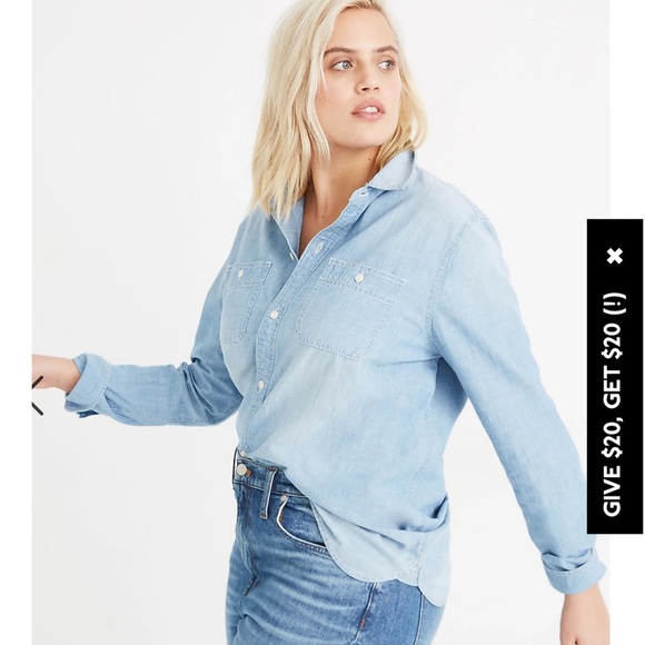 🌟Madewell Classic Ex Boyfriend Chambray Shirt - Picture 1 of 16